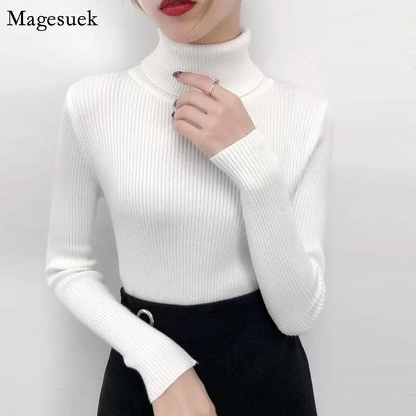 

autumn winter long sleeve sweater women 2021 slim pullover knitted jumper turtleneck thick warm woman sweaters 6897 50 women's, White;black