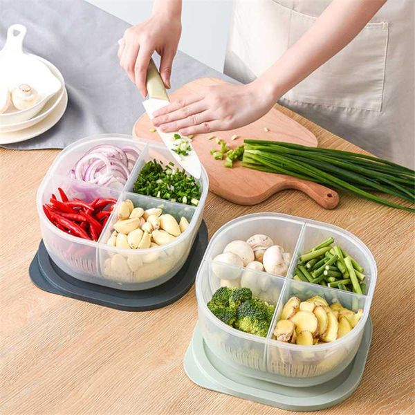 

storage box with lid fresh-keeping refrigerator separate drain crisper sealed transparent kitchen containers fruit & organization