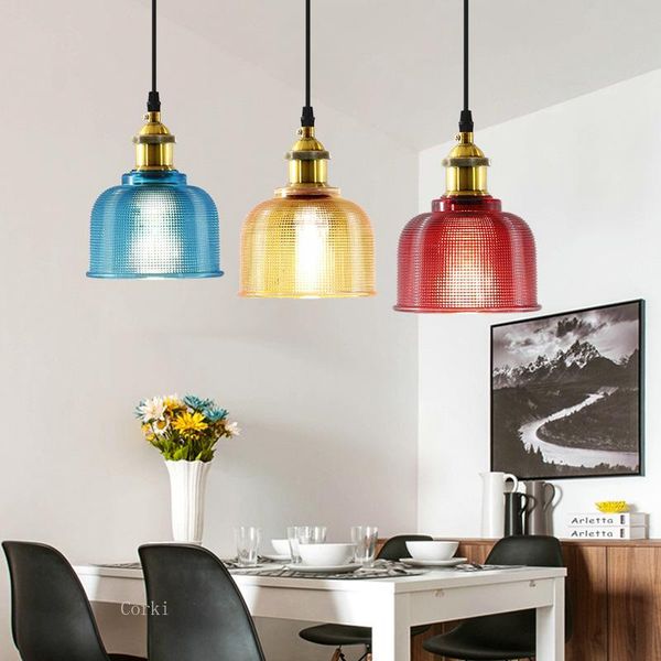 

pendant lamps nordic stained glass lights dining room american retro flower cover hanging lamp creative bedroom living luminaire
