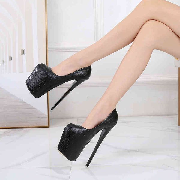 

dress shoes voesnees women's europe and america autumn winter artificial pu high heeles solid color 19cm large size 34-50 single jez3, Black