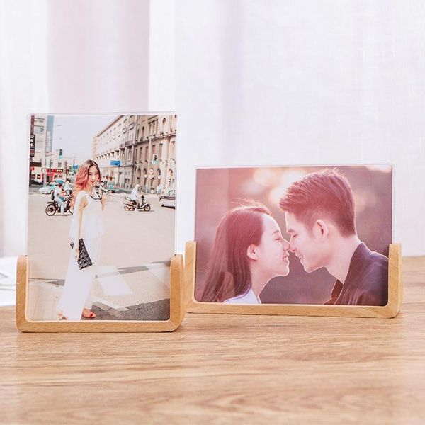 

solid wood u-shaped deskpo frame set up propaganda poster acrylic 5678 10 11 inch frames