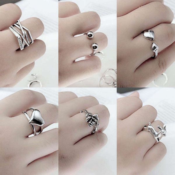 

deer rose single cold wind temperament lady female thai silver gas ring, Black