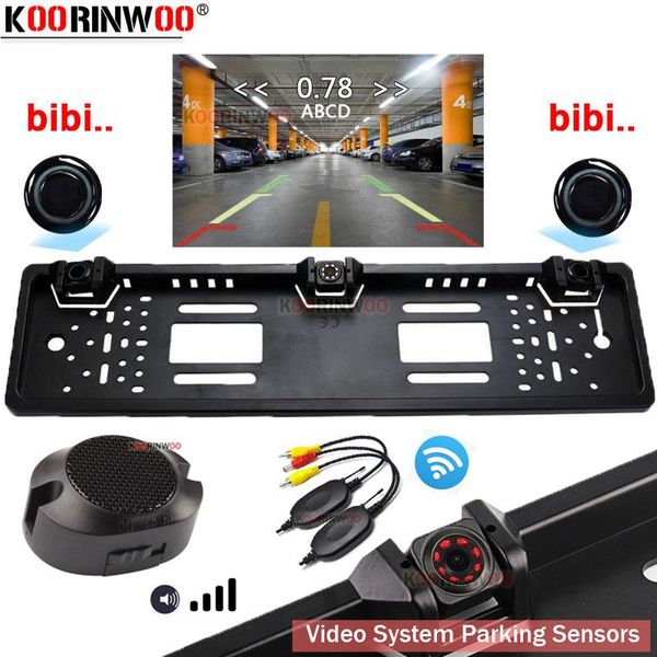 

koorinwoo wireless parking camera eu license plate frame car sensor rear view ir wide angel for radio android cameras& sensors