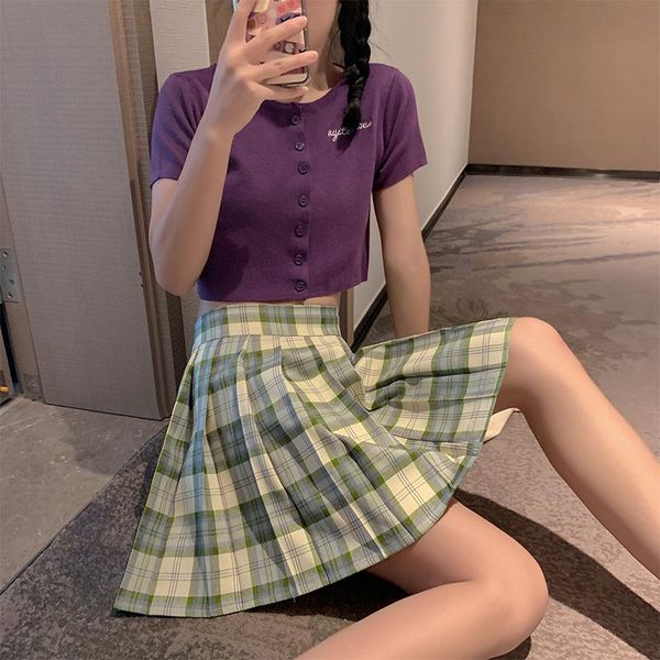 

summer korean fashion women's short skirts harajuku japanese punk gentle goth pleated skirt style school uniform, Black
