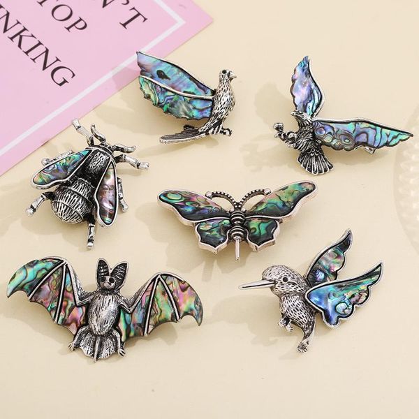 

pins, brooches farlena jewelry fashion metal animal brooch pin with abalone vintage for women men clothing accessory, Gray