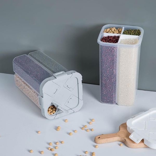 

storage bottles & jars multi-grid cereal dispenser box dry food preservation container kitchen home rice flour grain bottle jar case