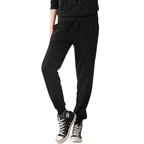 

pair sports pants women's autumn and summer korean versatile loose small foot leisure leggings, Black;white