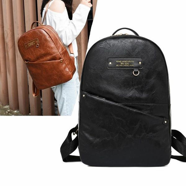 

women's synthetic leather backpack, youth soft school backpack