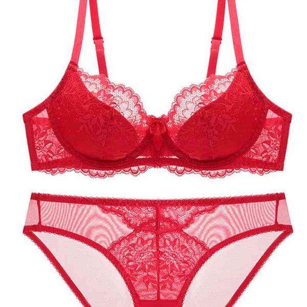 

59% off factory outlet store 392# momeng thin lace women's bra suit big chest shows small, breathable and comfortable, Red;black