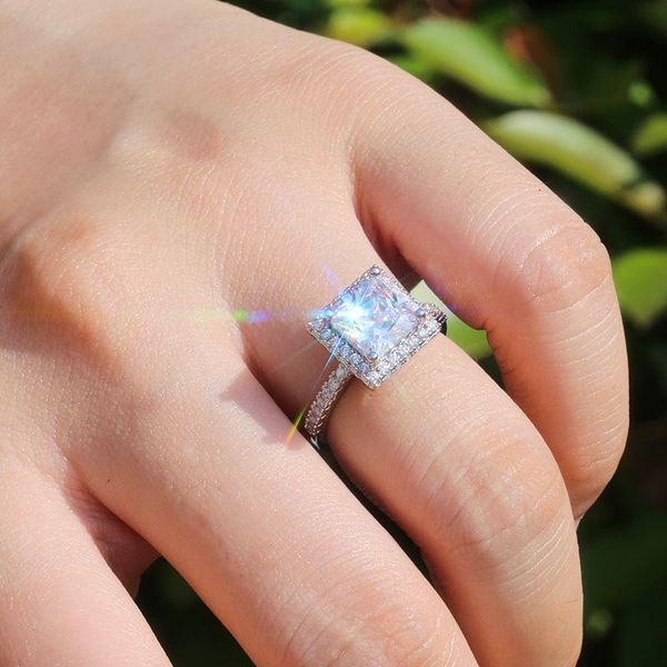 

wedding rings caoshi classic style square single zirconia mosaic dazzling ceremony for women charm jewelry whole sale, Slivery;golden