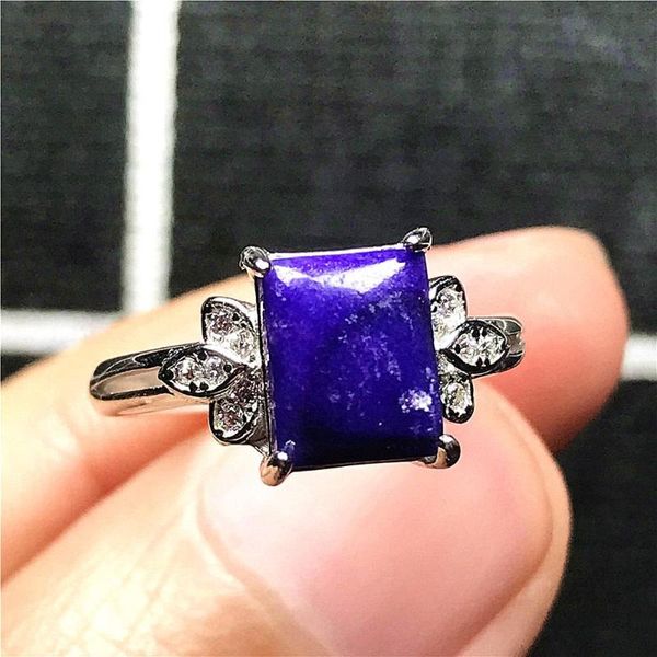 

cluster rings 9x7mm natural purple sugilite ring jewelry for woman lady man anticancer stone beads crystal adjustable 925 silver, Golden;silver