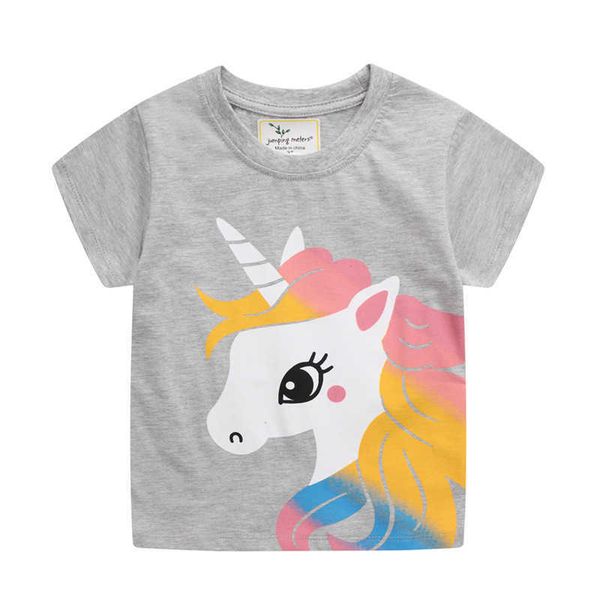 

jumping meters summer animals print girls unicorn t shirts cotton baby cute clothing fashion children's tees 210529, Blue
