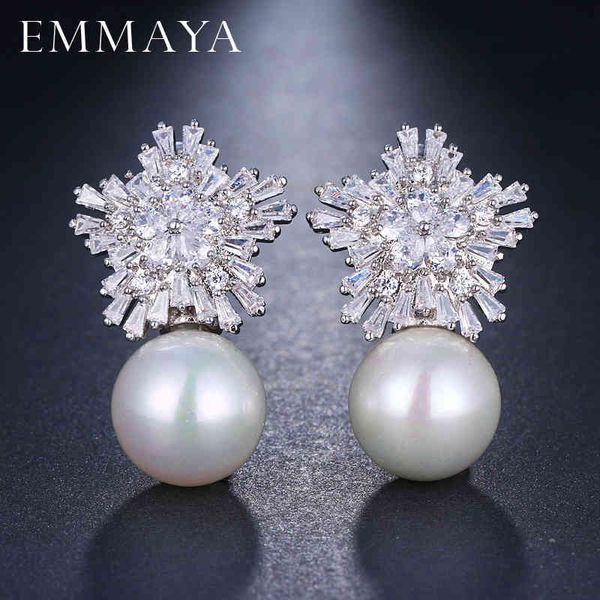 

emmaya fashion pearl earring austria cz crystal stud earrings jewelry for women mom gift, Golden