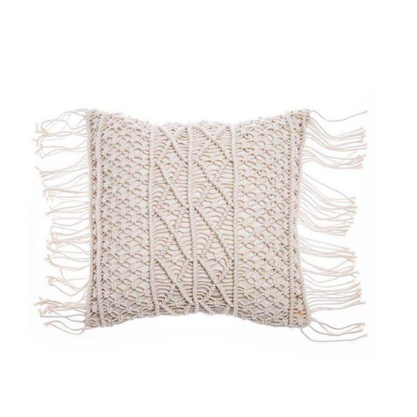 

45x45cm macrame hand-woven cotton linen yarn pillow cover pillowcase bohemia