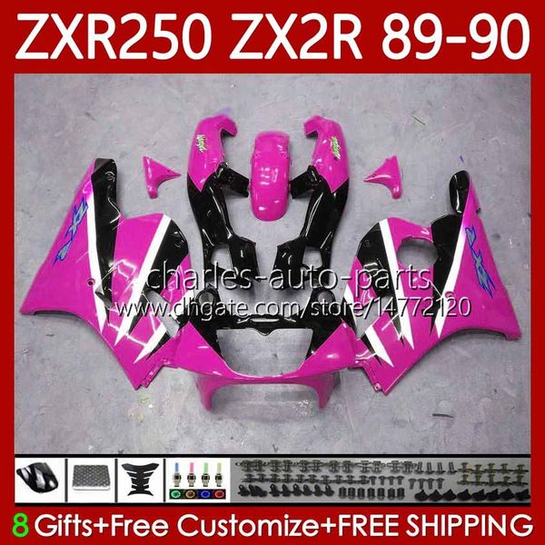 Carene moto per KAWASAKI NINJA ZX2R ZXR250 ZX 2R 2 R Nero Rosa R250 ZXR 250 89 90 Carrozzeria 84No.65 ZX2 R ZX-2R ZXR-250 1989 1990 ZX-R250 89-98 Kit corpo completo