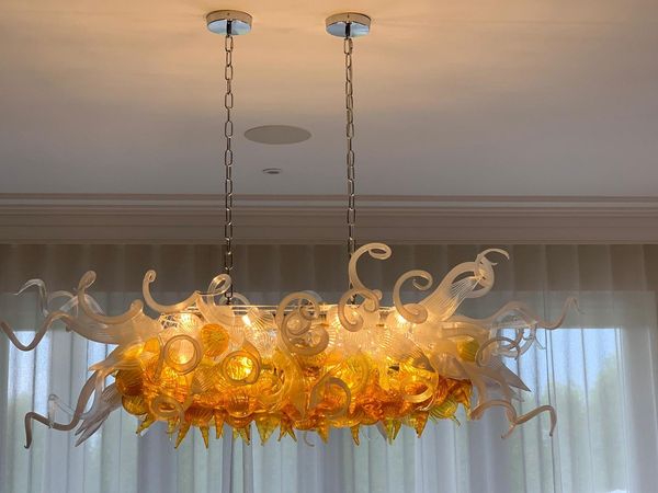 

art hand blown glass chandelier lamp chain pendant lamps multi colored led for dining room home decor