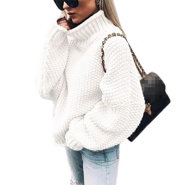 

women's sweaters women batwing long sleeve sweater turtleneck solid color chunky knit jumper 2xpd, White;black