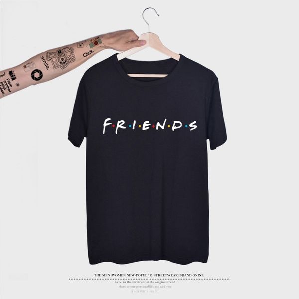 

summer fashion creative letters friends men's loose casual short sleeve 3d printed round neck t-shirt, Black