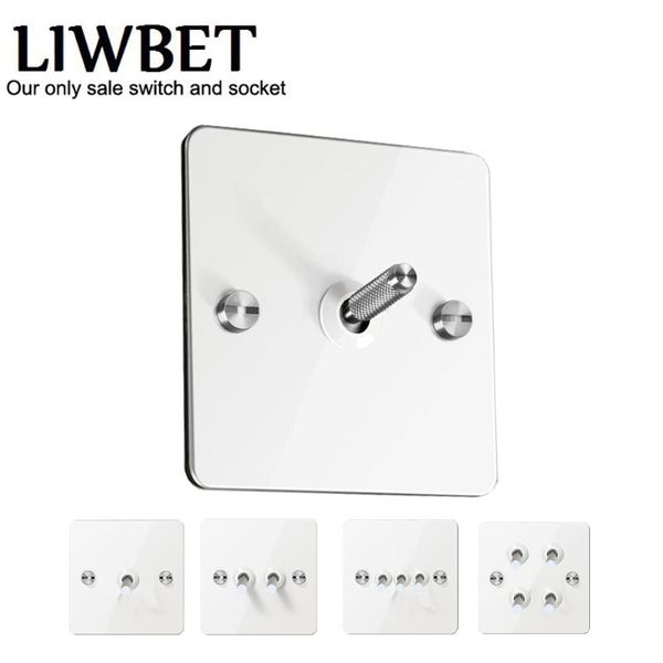 

smart home control liwbet white color 1 gang / 2 3 4 light switch and stainless steel panel way wall with silver toggle