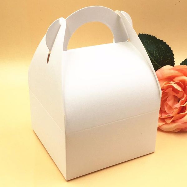 

gift wrap 30pcs 10*10*14.5cm brown packaging kraft paper mousse box with handle for candy\cake\dessert packing boxes