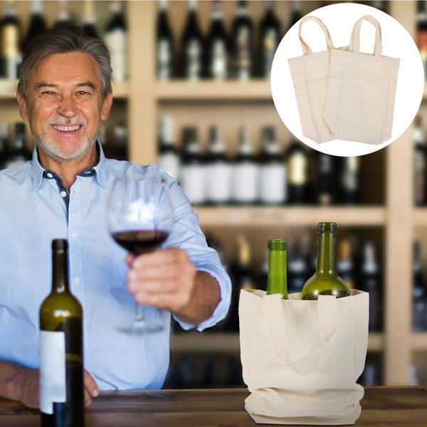 

storage bags 2pcs champagne pouch bottle canvas tote bag portable