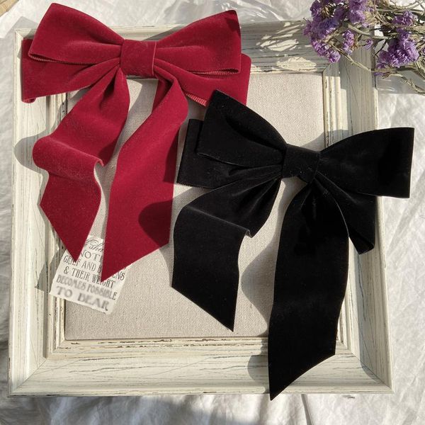 

hair accessories retro butterfly hairpin velvet sweat bow clips simplicity girls fashion pearls head clip headwear for women, Slivery;white