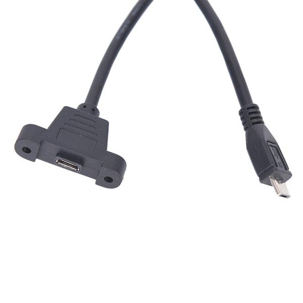 

micro usb 2.0 male connector to female extension cable 30cm 50cm with screws panel mount hole computer cables & connectors