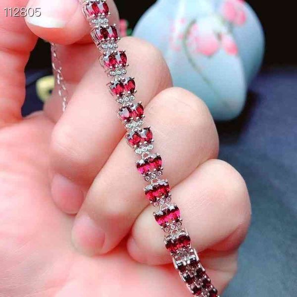 

2021 arrival natural garnet jewelry wedding bracelet bracelets for women silver 925 sterling 3*4mm, Golden;silver