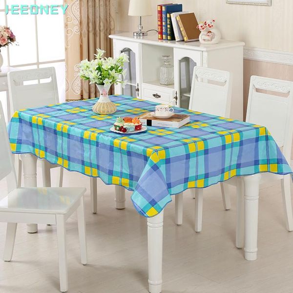 

waterproof table cloth rectangular peva oilcloth decorative desk cover oilproof tablecloth stain tablecloths blue plaid printing