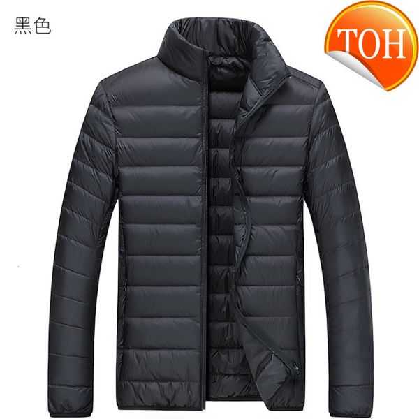

light autumn new british men's down jacket white duck fashion stand-collar, Black