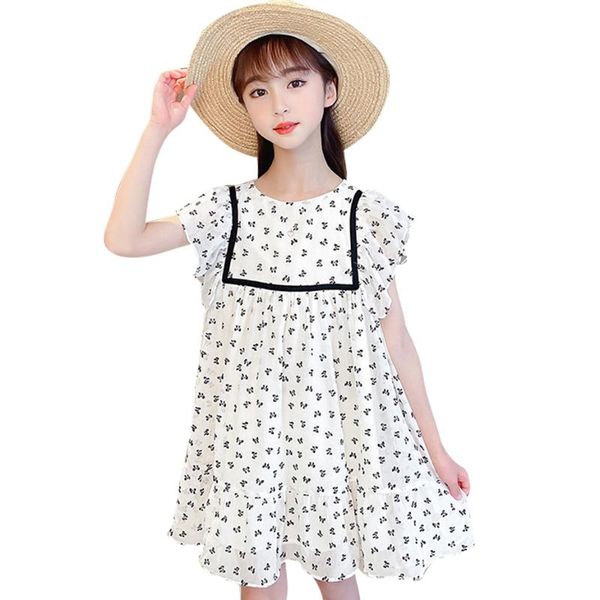 

dress girl floral pattern girls party kids summer child casual style costume 6 8 10 12 14 girl's dresses, Red;yellow