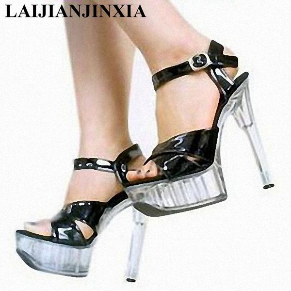 

gladiator sandals women shoes 15 cm high heels summer female, Black