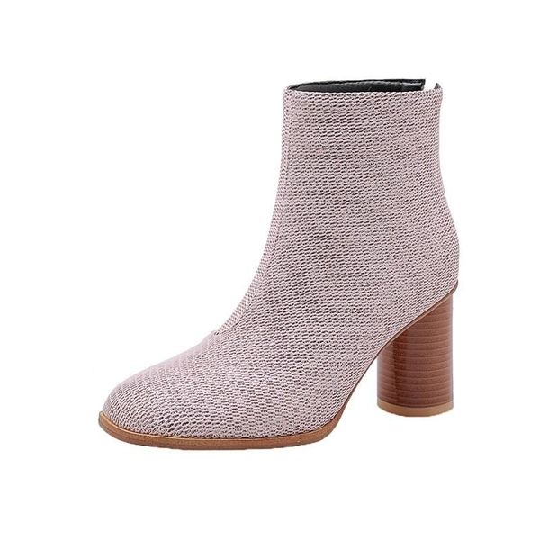 

boots code 40-48 women's shoes coarse with high short woman ankle, Black