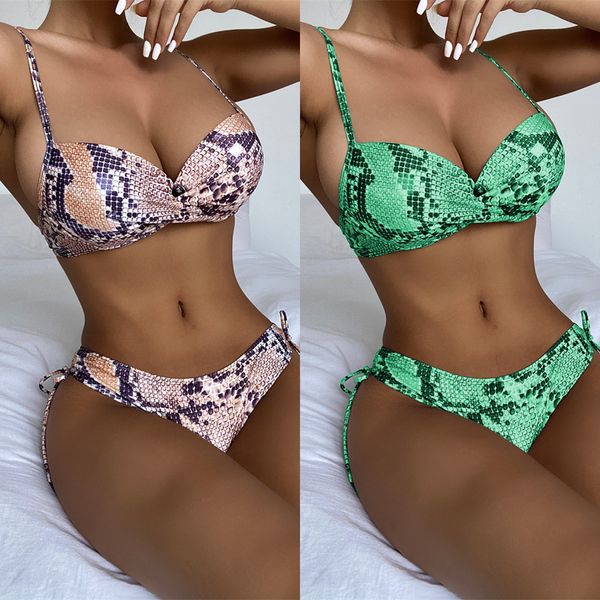 

green stripe triangle low waist bikini sets strappy back tank swimsuit two pieces swimwear women 2021 bathing suits