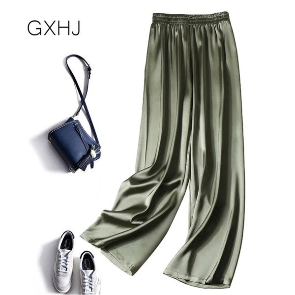 

pantalon pour femme women straight pants wide leg full length streetwear loose casual trousers satin elegant pants lhj018 211112, Black;white