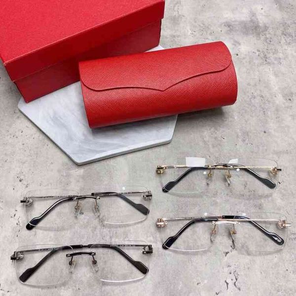 

75% off high version 2022 new personalized fashion frameless business frame men's flat glasses women's ct0259 can be equipped with, White;black