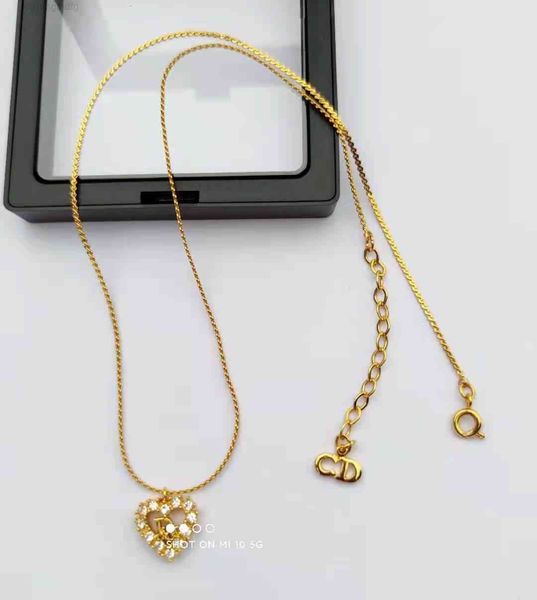 

christian/dio necklace d family full diamond heart love clavicle chain medieval vitage, Red;brown