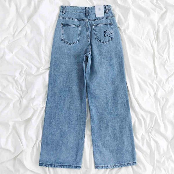 

women's jeans jeans look like harajuku, streetwear, hip hop, high waist, leisure, vintage baggy, blue, feminine, jeans, mommy, straight