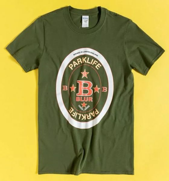 

official green blur parklife beer mat t-shirt, White;black