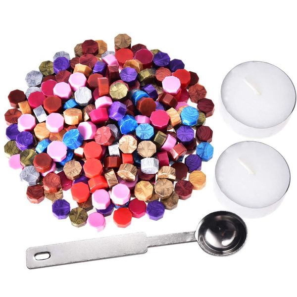 

2021 octagon sealing wax beads sticks about 100pcs/bag for wedding invitations wholesale, White