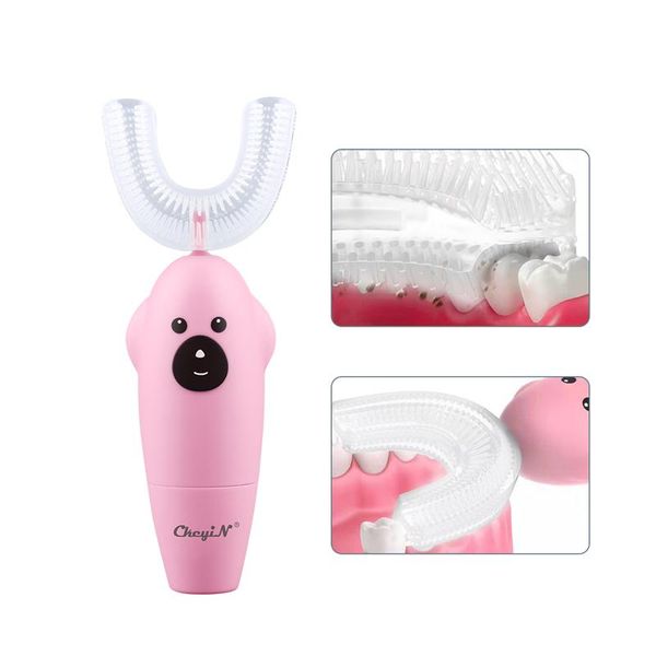 

smart electric toothbrush ckeyin u-shape silicone ipx5 waterproof low-frequency vibration for 3-12 years old children lazy