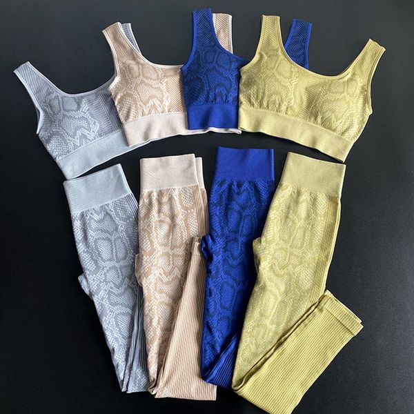

yoga outfit snake print women fitness set seamless sports suits gym pants sportswear workout bra+leggings