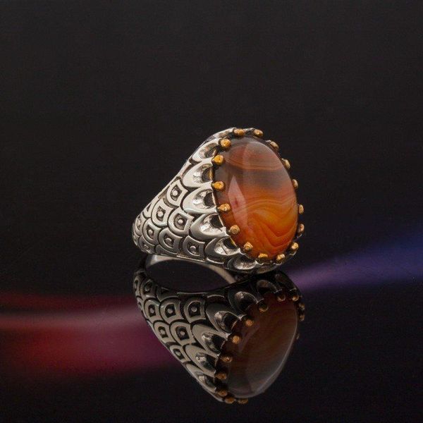 

sterling moire agate silver ring fashion turkish premium quality handmade jawelery cluster rings, Golden;silver