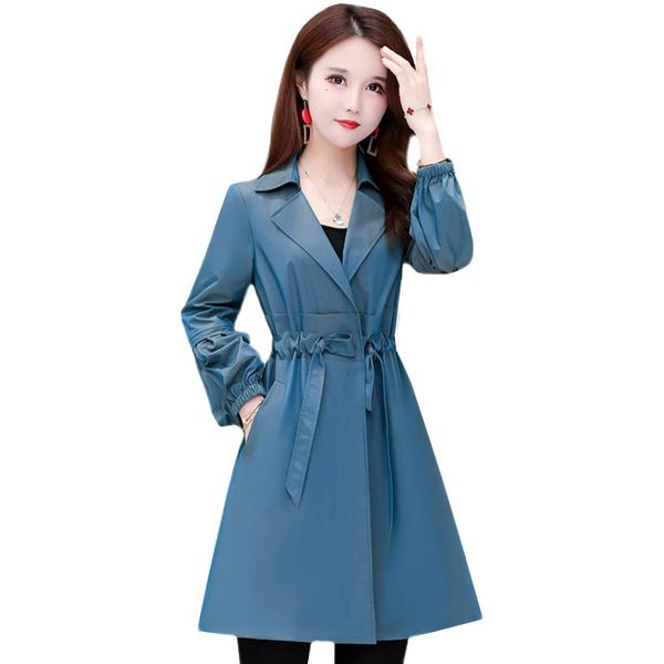 

women's trench coats windbreaker women autumn korean long sleeve loose double breasted waist thin coat female fashion slim outerwe, Tan;black