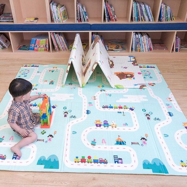 

yoga mats baby folding mat play reversible playmat for toddlers and kids waterproof portable double sides 2m*1.8m*