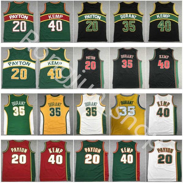 

men basketball mitchell ness gary payton jerseys 20 kevin durant 35 shawn kemp 40 all stitched team red yellow white green high quality, Black;red