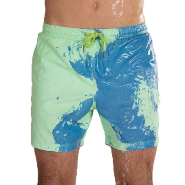 

summer men color changing beach shorts men's swimsuit quick dry, White;black