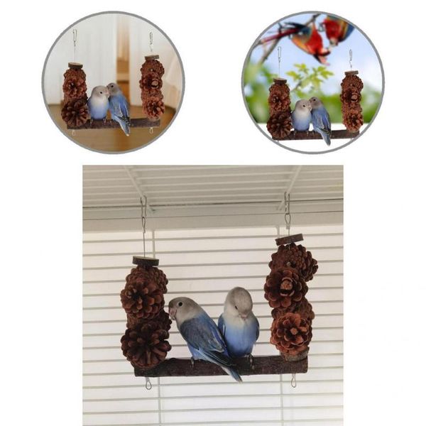 Diğer kuş malzemeleri evcil oyuncaklar güvenli papağan salıncak oyuncak doğal ahşap yaratıcılığı muhabbet kuşları için