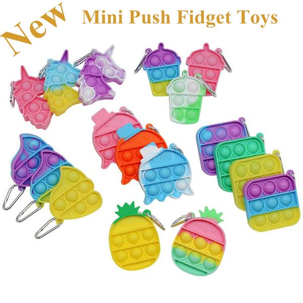 

keychain mini push fidget toys bubble sensory toy with keychain autism squishy stress relief toy for children funny toy dhl shipping