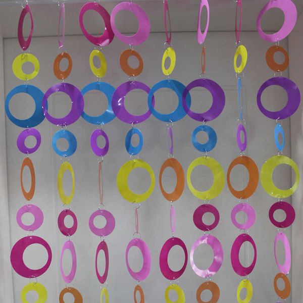 Dischi di plastica colorati in PVC per bambini tenda per cartoni animati Persiane Sfondo di nozze decorazione della casa tende per porte 210722